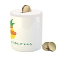thumbnail image 3 of Hello Gorgeous Piggy Bank, Colorful Doodle Pineapple with Crown and Glasses and Graphic Phrase Theme, Ceramic Coin Bank Money Box for Cash Saving, 3.6" X 3.2", Multicolor, by Ambesonne, 3 of 4