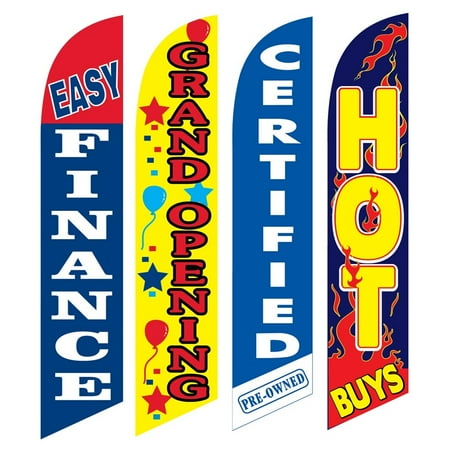 4 Advertising Swooper Flags Easy Finance Grand Opening Certified Hot Buys