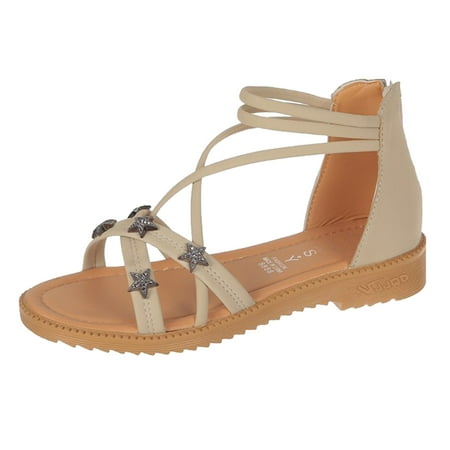 

Summer Womens Stars Crystal Saquared Heel Cross Strap Zip Up Sandals Shoes