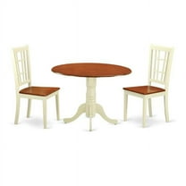 East West Furniture Dinette Set with 2 Table & 2 Chairs, Buttermilk & Cherry - 3 Piece