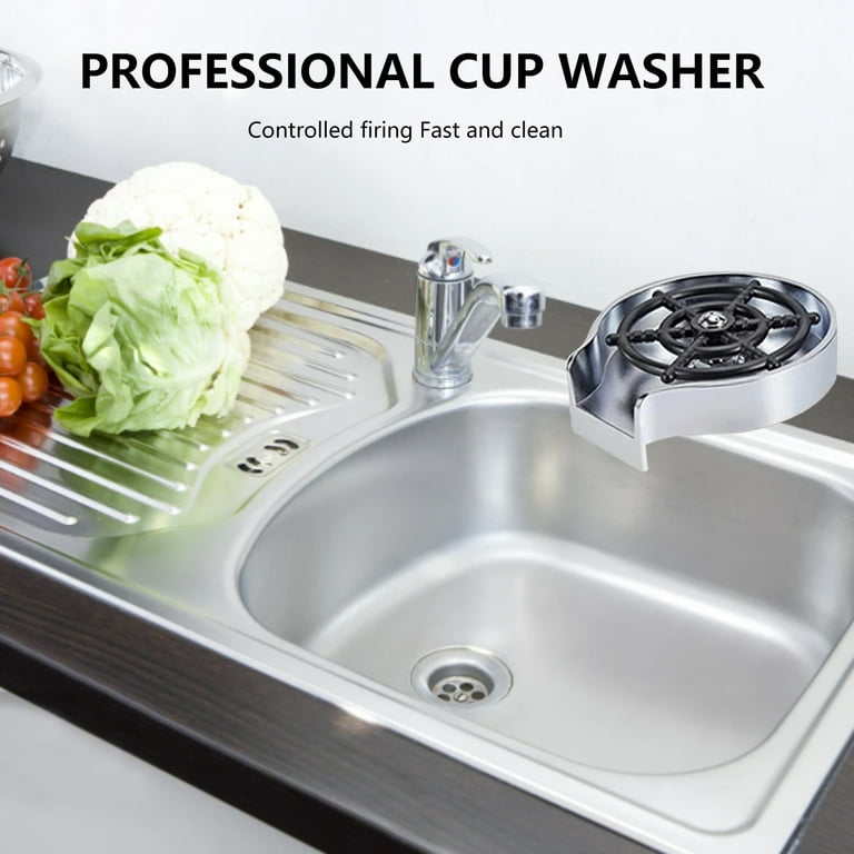 Newest Faucet Quick Cup Cleaner,Glass Rinser,Glass Rinser,Baby Bottle  Washer, Cup Rinser for Sink Attachment,Kitchen Sink Automatic Flushing  Device,for Kitchen Sink/Home/Bar/Cafe/Restaurant (with hose)