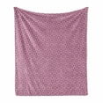 thumbnail image 1 of Abstract Soft Flannel Fleece Throw Blanket, Ornamental Design of Round Motifs Placed in Rhombus Feels, Cozy Plush for Indoor and Outdoor Use, 50" x 70", Pale Yellow Purple, by Ambesonne, 1 of 5