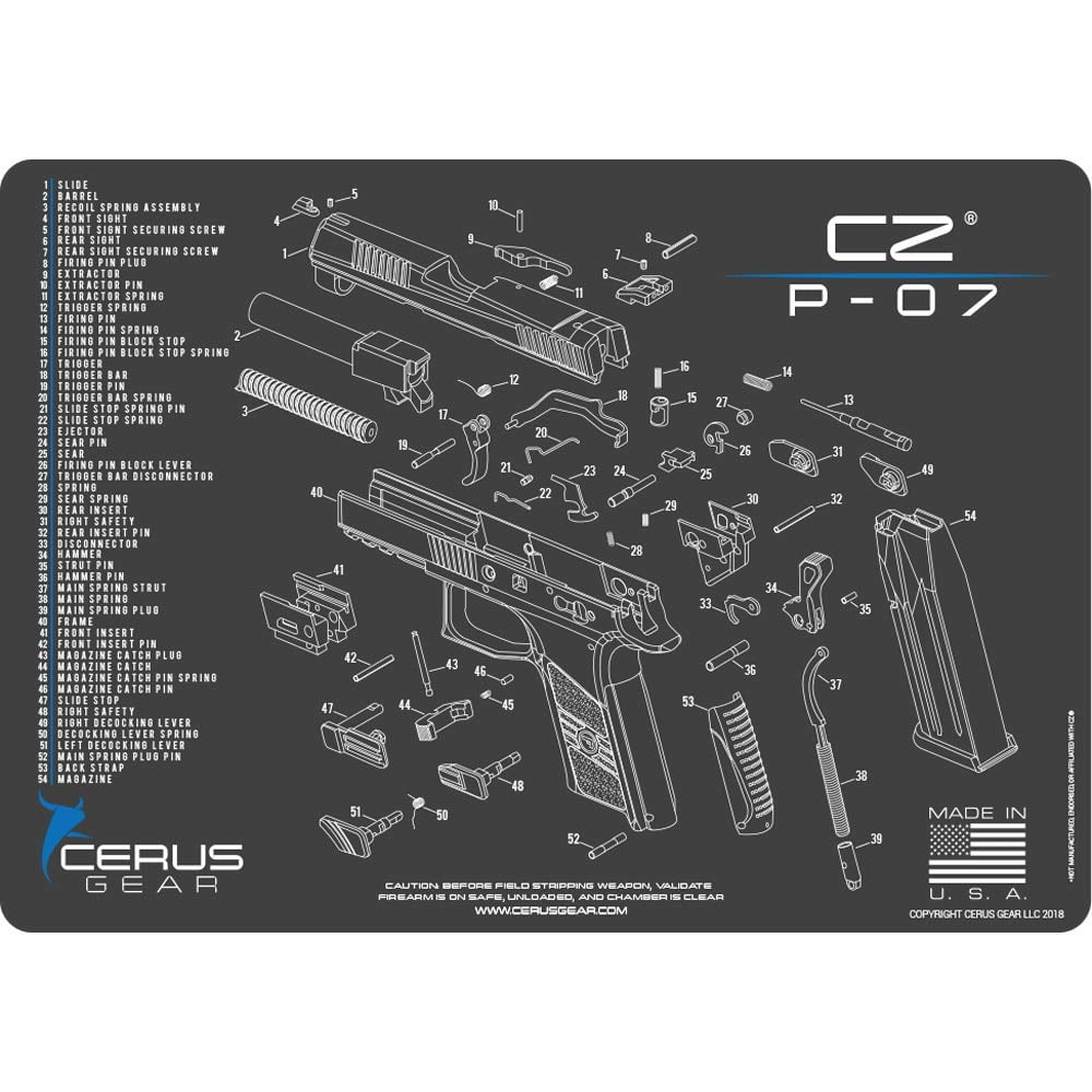Edog Cz P 07 Cerus Gear Schematic Exploded View Heavy Duty Pistol Cleaning 12x17 Padded Gun Work Surface Protector Mat Solvent Oil Resistant Walmart Com Walmart Com