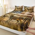 thumbnail image 5 of Manfei Hunting Deer Queen Sheets, Retro American Flag Queen Sheet Sets, Brown Gold Red, Black Reversible 4pcs (1 Flat Sheet, 1 Fitted Sheet and 2 Pillowcases), 5 of 6