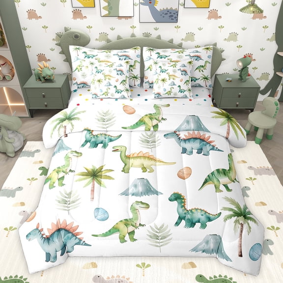 Castle Fairy Child Teens Animal Dino Twin Bedding Sets,Cute Dinosaur Bedding Comforter Set