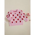 thumbnail image 5 of Miaouyo Toddler Girls Knit Sweater Long Sleeve O Neck Heart Checkerboard Print Pullover Knitwear, 5 of 10