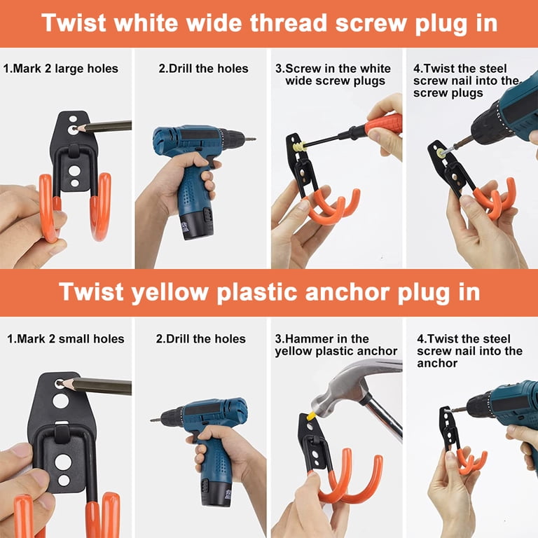 Stusgo 16 Pack Heavy Duty Garage Hooks, Orange Steel photo 4