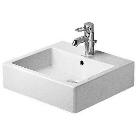 Duravit 045450-1Hole Vero 20" Ceramic Vanity Top - White with WonderGliss / Glazed