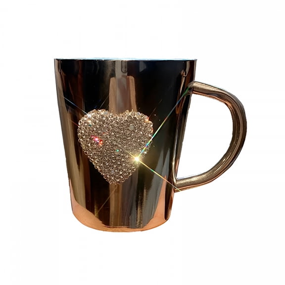 ACDANC Heart-Shaped Crystal Rhinestone Stainless Steel Coffee Beer Mug