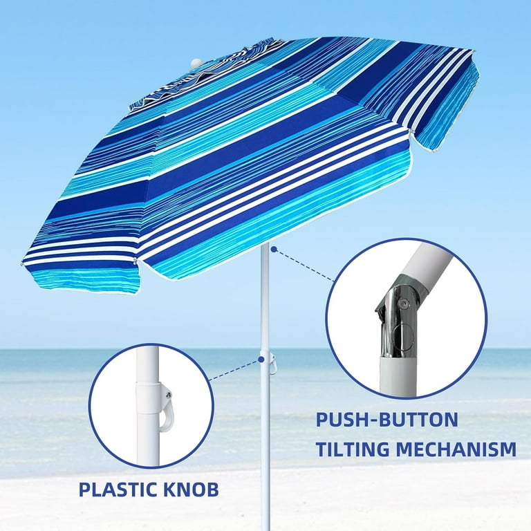 AMMSUN 6.5ft Heavy Duty Beach Umbrella with UPF50+ Protection photo 3