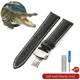 thumbnail image 3 of Correa de reloj de piel de cocodrilo de cuero genuino para hombre y mujer, hebilla de mariposa con aguja para Mido Longines Famous Master Omega IWC Watchband, 3 of 5