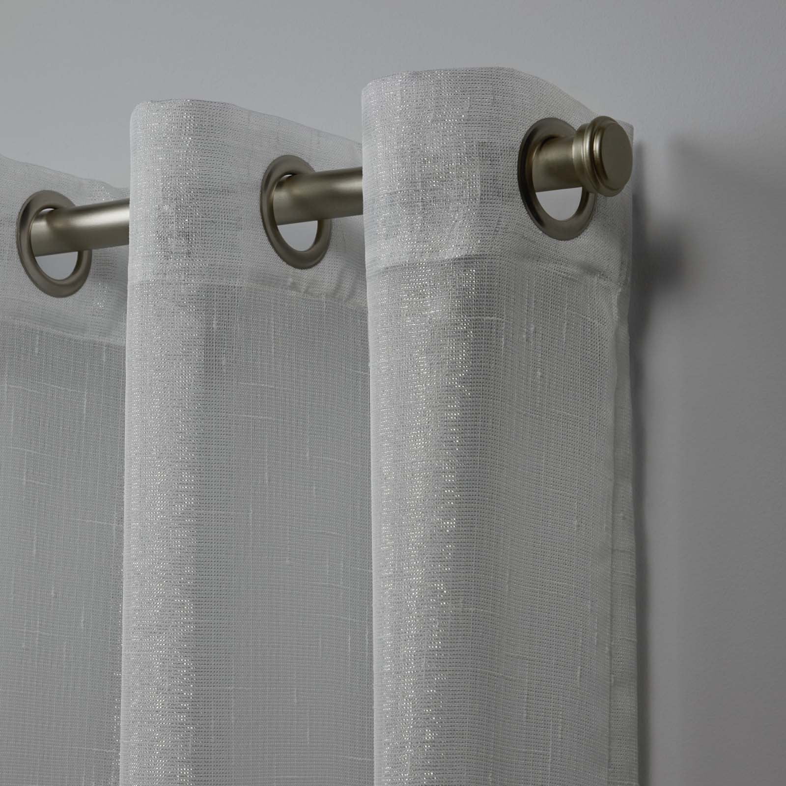 Nicole Miller Iceland Metallic Sheer Grommet Top Curtain Panel Pair, 54"x84", Blush