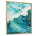 thumbnail image 2 of Designart "Expressive Teal Waves Of The Ocean I" Coastal Waves Floater Framed Wall Decor, 2 of 5