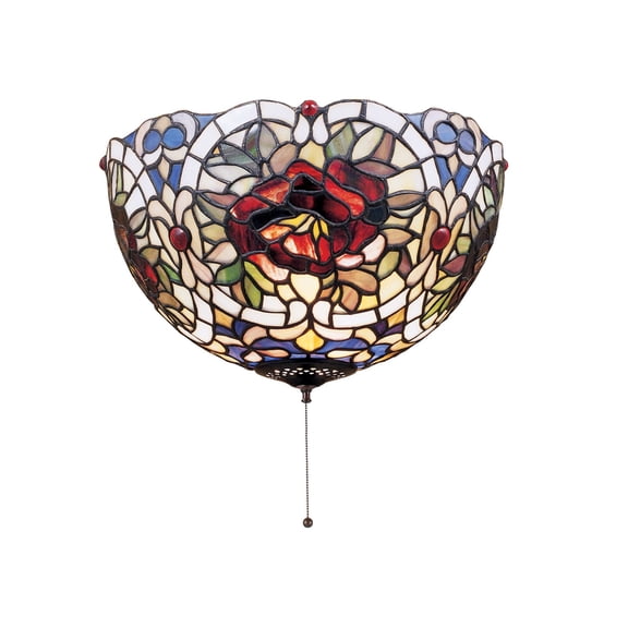Meyda Tiffany 38678 12" W Renaissance Rose Flush Mount Ceiling Fixture - MultiColor