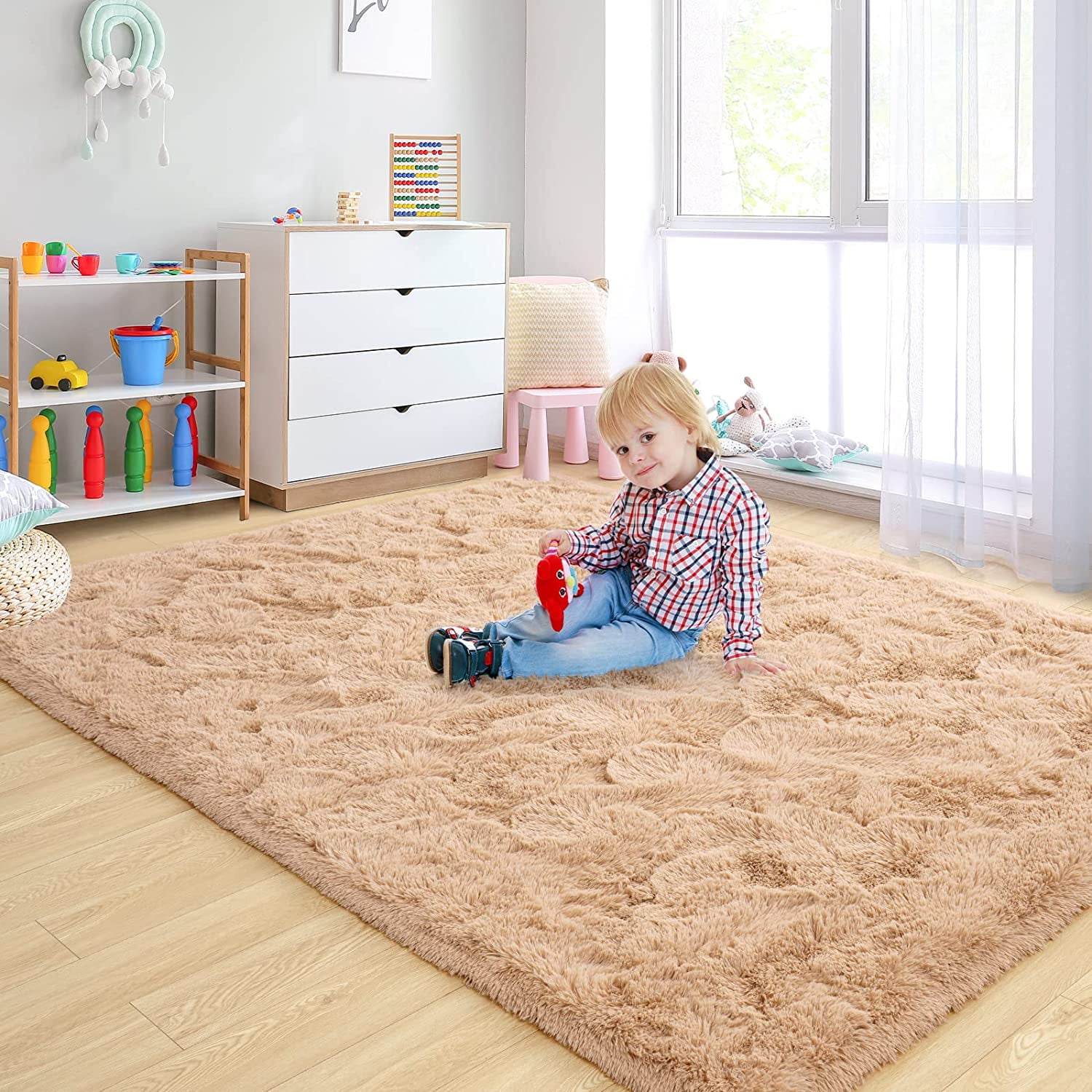 Lochas Luxury Fluffy Rugs Ultra Soft Shag Rug for Bedroom Living Room Kids Room, Children,6'x9',Camel
