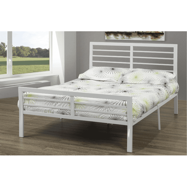 Lit Plateforme à Cadre en Métal Fini Blanc Kurtis