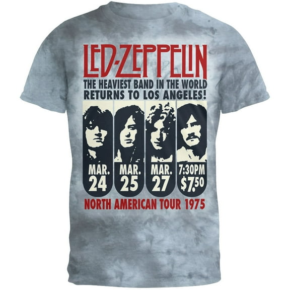 Led Zeppelin Men's L.A. 1975 Tie Dye Short Sleeve T Shirt