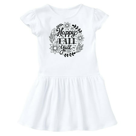 

Inktastic Happy Fall Y all with Wreath Leaves and Laurels Gift Toddler Girl Dress