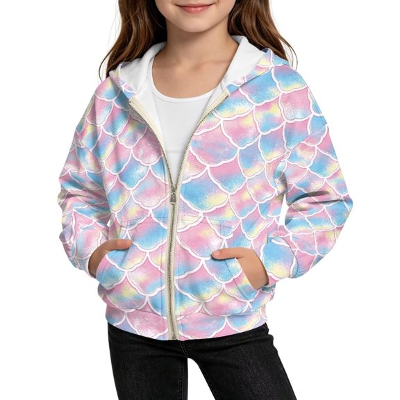 Grblisyd Christmas Girls Zip Up Hoodies Kids Casual Long Sleeve Sweatshirt Hooded Fall Jacket with Pockets
