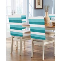 nqOlkjepod Aqua Teal White Striped Chair Covers Set of 4, Decorative Chair Back Cover, Farmhouse Stripes Dining Room Chair Slipcovers Removable Chair Protectors Covers for Party Banquet