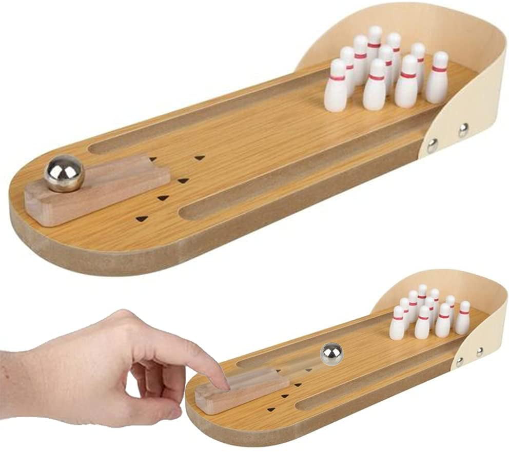 Mini Wooden Desktop Bowling Game Set Desk Ball Kids Developmental Toy Best Gift 