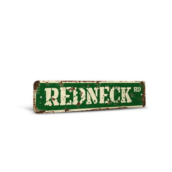 REDNECK Vintage Style Rustic Street Sign – Southern Pride South Good Old Retro Decorative Wall Sign for Home, Bar, Garage, or Outdoor Use | 4" X 18" Aluminum Metal Road Sign