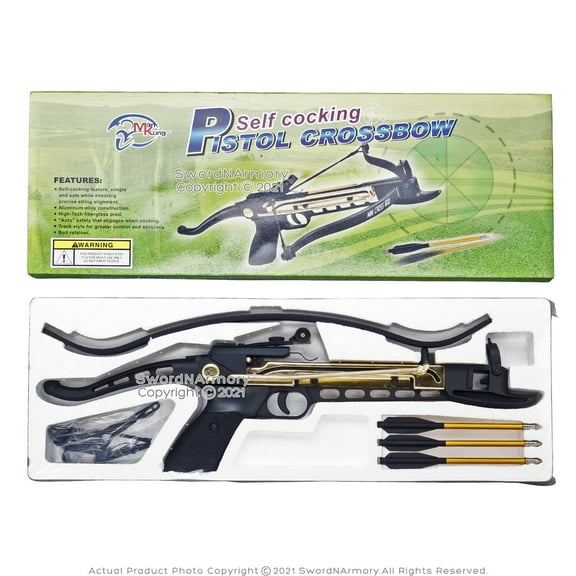 80-lbs Self Cocking Metal Pistol Crossbow with 3 bolt arrows