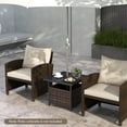 thumbnail image 5 of Costway Rattan Wicker Steel Side Table Outdoor Furniture Deck Garden Patio Pool Brown, 5 of 11