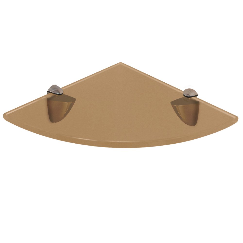 6x6 Inch Floating Glass Shelves (Corner) With Chrome BracketsBronze