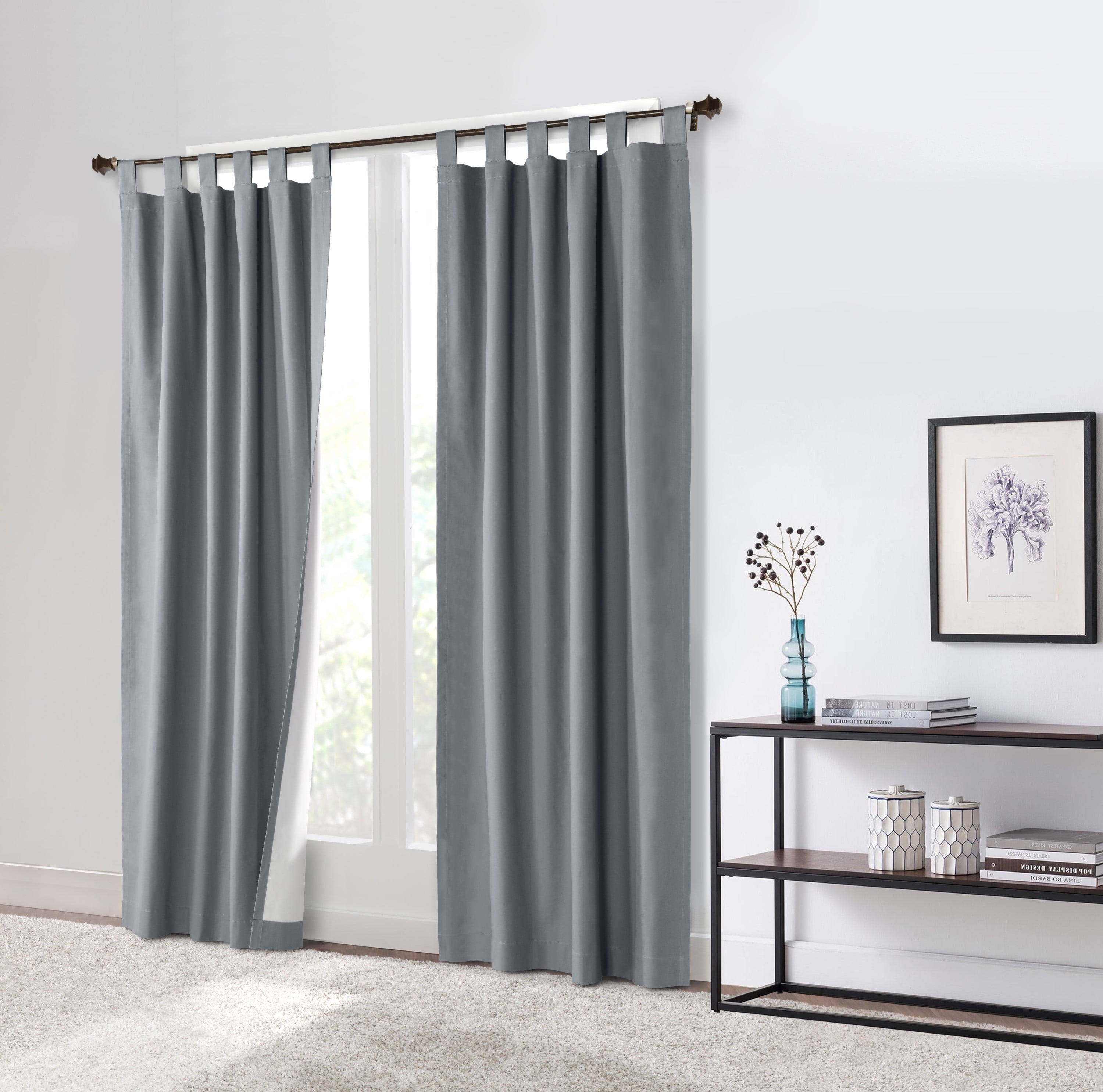 Winmate Insulated Cotton Tab Top Curtain Panel - Pair each 80" x 84" in Dolphin Grey