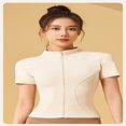 thumbnail image 5 of LYMAYTER Women Sports Jacket Lightweight Full Zip Active Track Jacket Short Sleeve Slim Fit Top S-2XL, 5 of 7