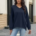 thumbnail image 4 of VBVC No Boundarie Women's V-Neck Slimming Sweatshirts,Long Sleeve Pullover Tops For Women,Ladies' Pluz Size Fit Shirts,Navy,Size S, 4 of 8