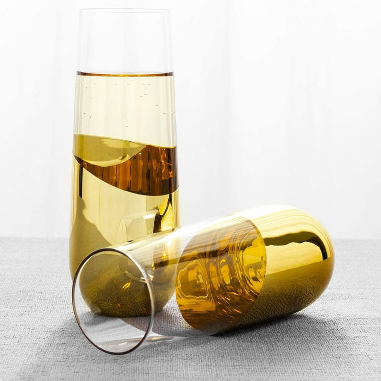 10 oz Brass-Plated Sparkling Wine Glass Modern Stemless Champagne