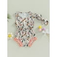 thumbnail image 2 of xiaxaixu Barboteuse pour Bébés Filles Été Décontracté Rue Sans Manches Col Rond à Franges Barboteuse Courte Tenue de Tête, 2 of 8