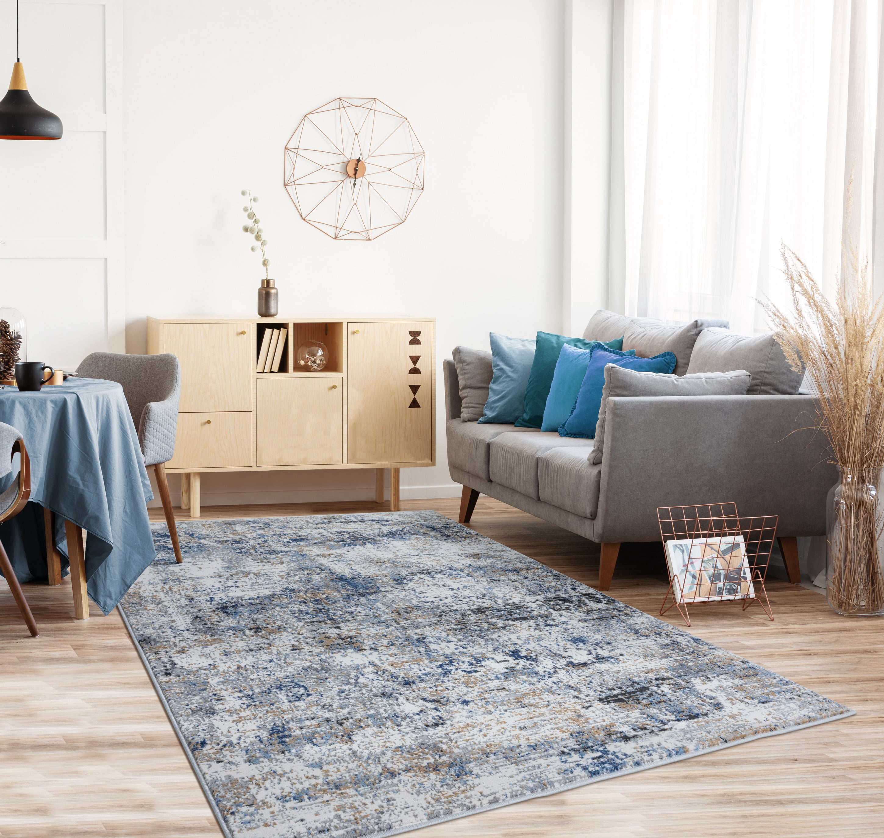 United Weavers Hyperion Enceladus Transitional Abstract Area Rug, Blue, 5'3" x 7'2"