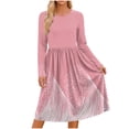 thumbnail image 2 of qafoshin Casual Dresses for Women Printed A-lined Midi Dress Crew Neck Long Sleeve Dress with Pocket, 2 of 7