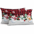 thumbnail image 2 of Outdoor Pillow Covers Waterproof Pillow Cases Protector Red Black Plaid Snowflakes Pillowcase Pack of 2 Cute Small Snowman Throw Cushion Case for Pation Furniture,Couch,Sofa, 20x12 in, 2 of 9