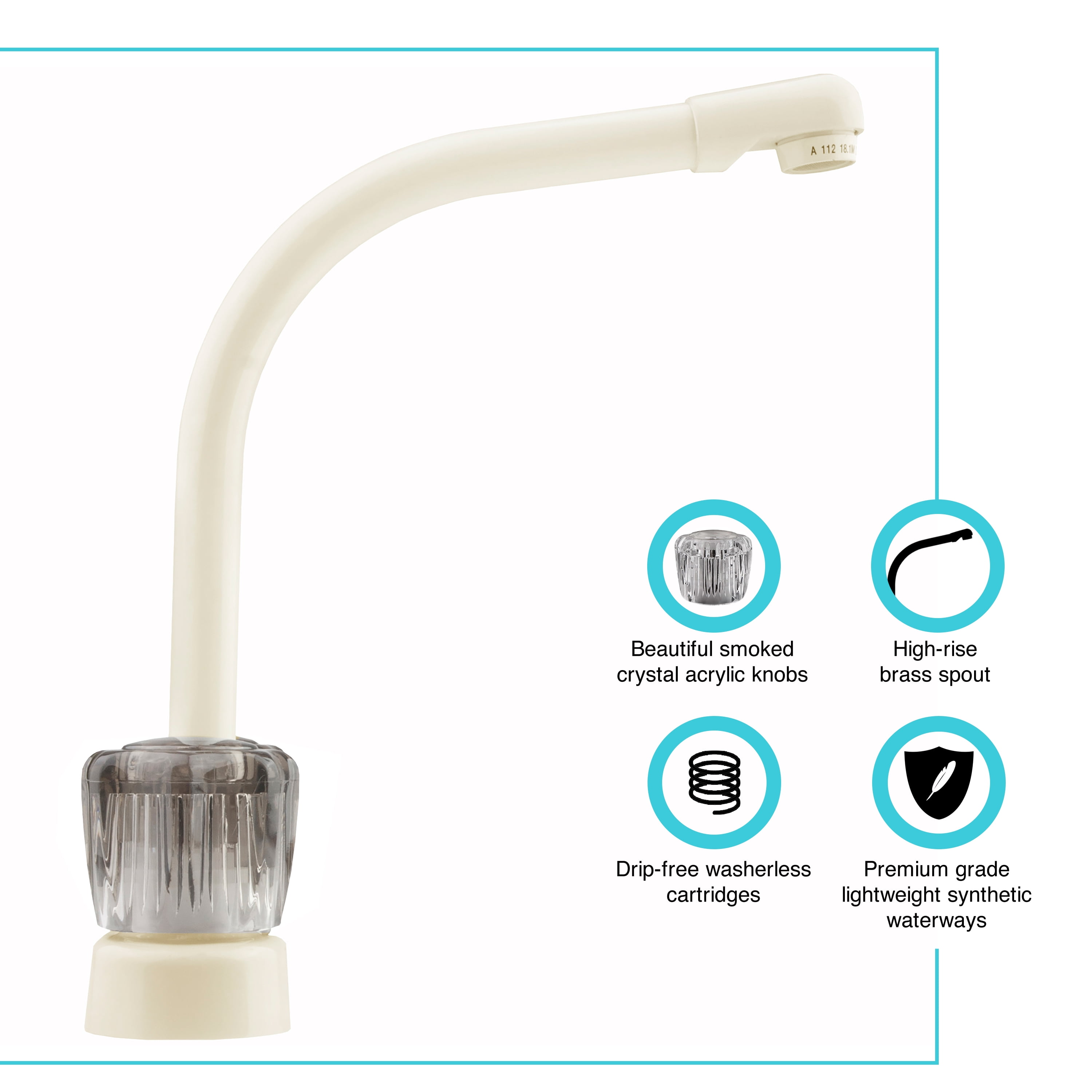Dura Faucet Hi-Rise Kitchen Faucet for RVs - Bisque Parchment