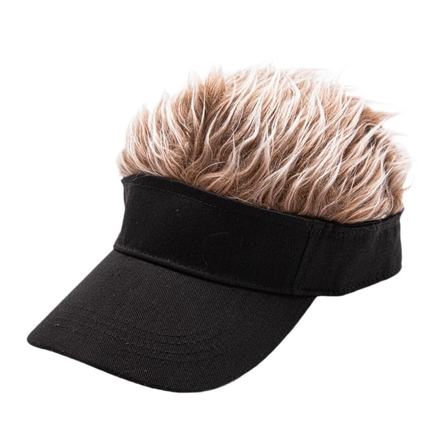 Gorra con visera con pelo falso para hombres y mujeres, gorra de béisbol con peluca de estilo transpirable Gorra Negra CaféCabello