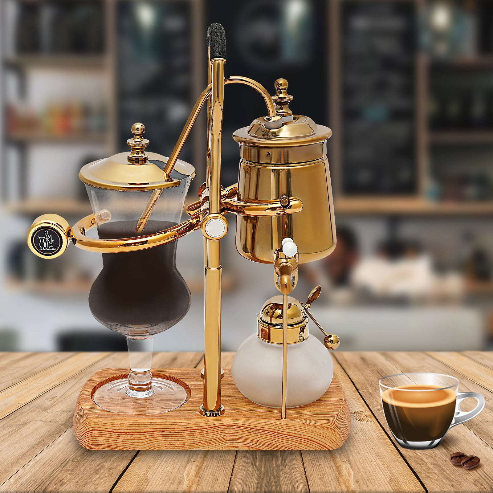 13.53oz Royal Belgian Belgium Balance Syphon Coffee Maker Siphon Brewer Golden for Homes, Coffee Shops