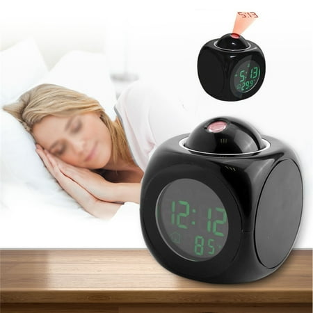 Led Projection Alarm Clock Large Lcd Screen Alarm Clock With Voice Talking Function Snooze Function Table Clock Can Project The Time To Ceiling