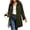 Army Green, variant on Womens Hooded Coat Faux Suede Mid Length Jacket Button Front Long Sleeve Casual Outerwear with Side Pockets for Fall Winter