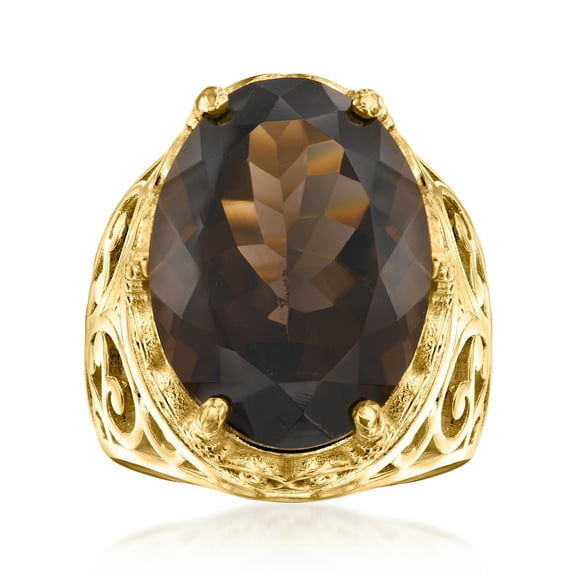 Ross-Simons 11.00 Carat Smoky Quartz Ring in 18kt Gold Over Sterling, Women's, Adult