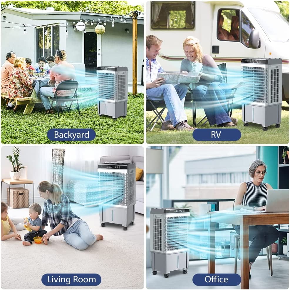 LifePlus 20L Portable Evaporative Air Cooler Fan Humidifier Indoor/Outdoor 5.3Gallon 1800CFM for Commercial Patio Office Shop