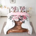 thumbnail image 2 of Homewish Black Girl 7-Piece Twin Bedding Sets,Flying Butterfly Bedding Comforter Set,Chic Flower Rose Breathable Sheet Sets,Ultra Soft Home Decor,Reversible, 2 of 8