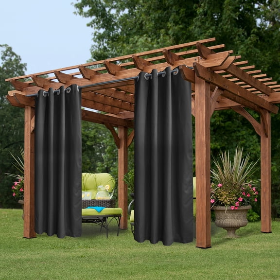 50 in. x 120 in. Indoor Outdoor Dark Gray Gommet Curtain (1 panel )
