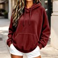 thumbnail image 4 of Vixolx Casual Solid Hoodies for Women Drawstring Fleece Hooded Sweatshirt with Kangaroo Pocket Fall Winter Long Sleeve Pullover, 4 of 7
