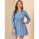 thumbnail image 2 of Allegra K Vestido camisero vintage para mujer, con cintura ce?ida, una línea de lunares, vestido camisero Azul XS Unique Bargains Casual, 2 of 6