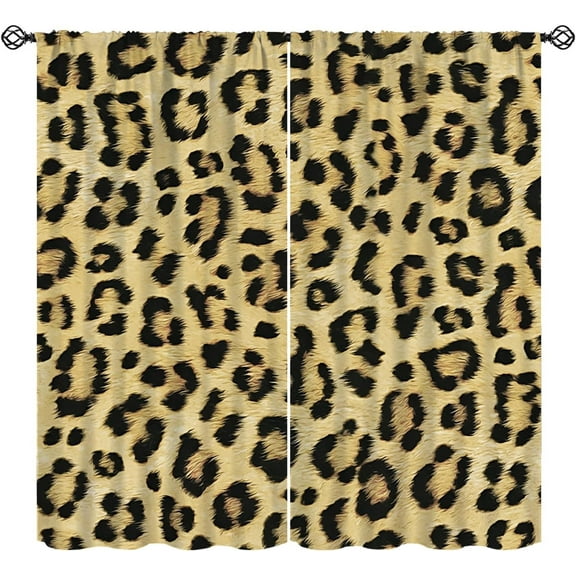 Leopard Blackout Curtains, Leopard Wildlife Animal Print Random Blemishes Spots Window Treatments, Retro Rod Pocket Thermal Insulation Drapes for Bedroom Living Room, 84" W X 84" L