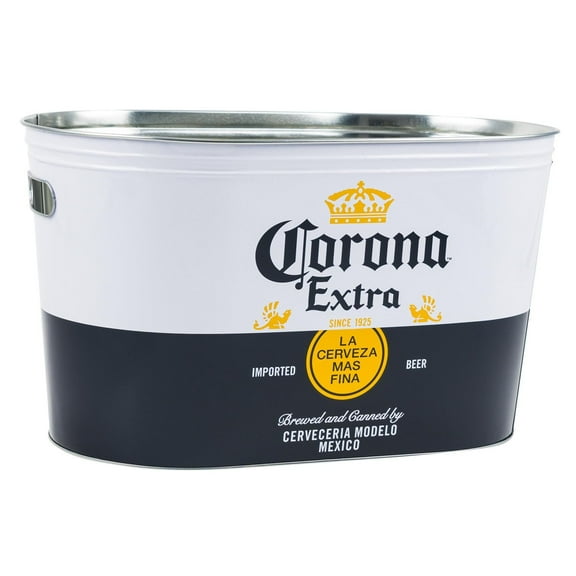 Corona Extra Food Beer Soda Soft Drinks Party Bucket Container Large All Metal Canister W/Handle Holes Oval Tub 16x10x9.5